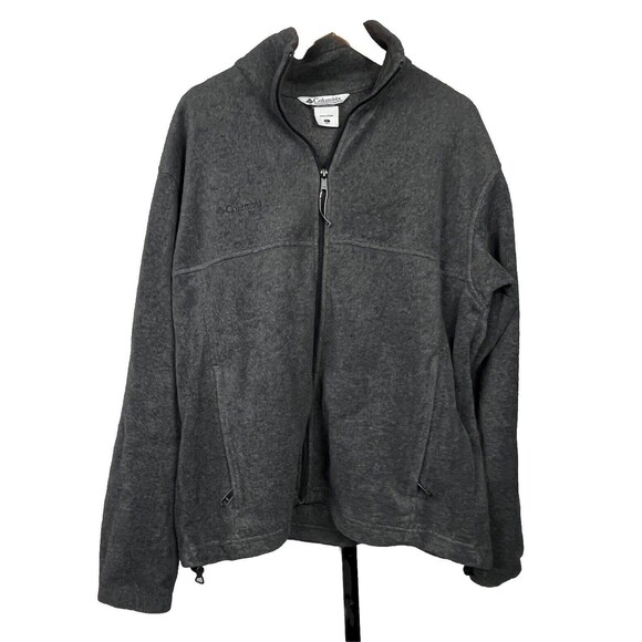 Columbia Fleece Jacket Long Sleeve Full Zip Pockets Warmth Layer Gray Men Large - Picture 2 of 4